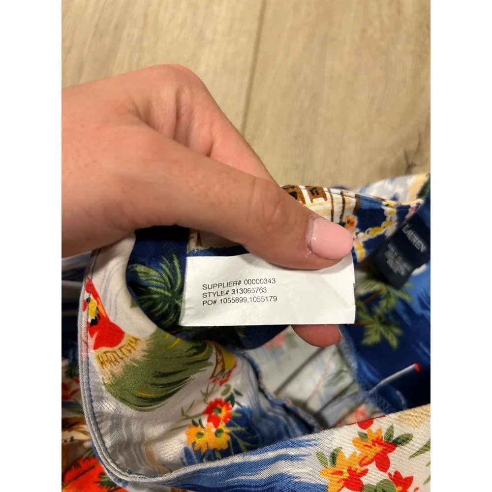 Ralph Lauren Girls Blue Tropical Hawaiian Hula Print Flared Skirt 8 313065763